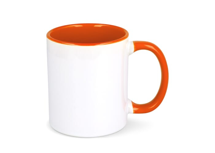 Mug intérieur et anse colorés à personnaliser 300ml Oslo Blanc / Orange